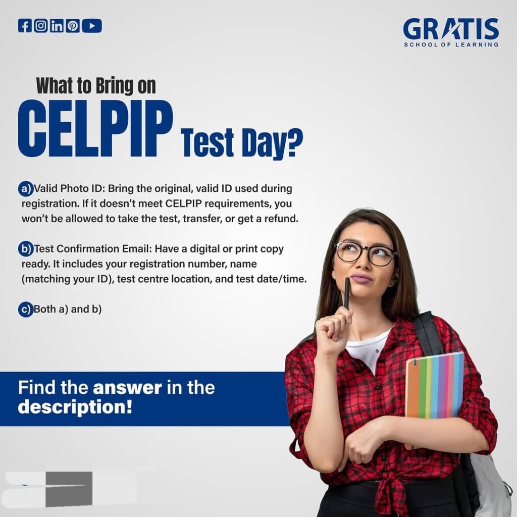 What to bring on CELPIP test day
