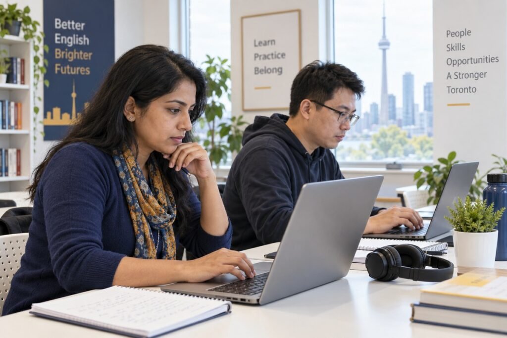 Candidates practising for computer-based exams in Toronto